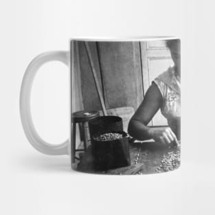 Vintage Photo of Woman Sorting Coffee Mug